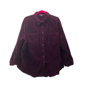 Roamans Corduroy Button Up Shirt Wine‎ 22W